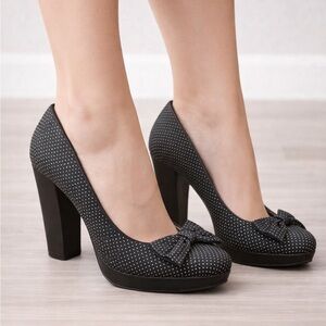 Ann Marino Black & White Polka Dot Heels Size 8.5